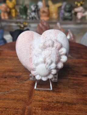 Pink Opal Heart With Flower  3 In ( Spiritual Growth )
